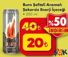 BURN ŞEFTALİ AROMALI ŞEKERSİZ ENERJİ İÇECEĞİ 250 ML BURN ŞEFTALİ AROMALI ŞEKERSİZ ENERJİ İÇECEĞİ 250 ML